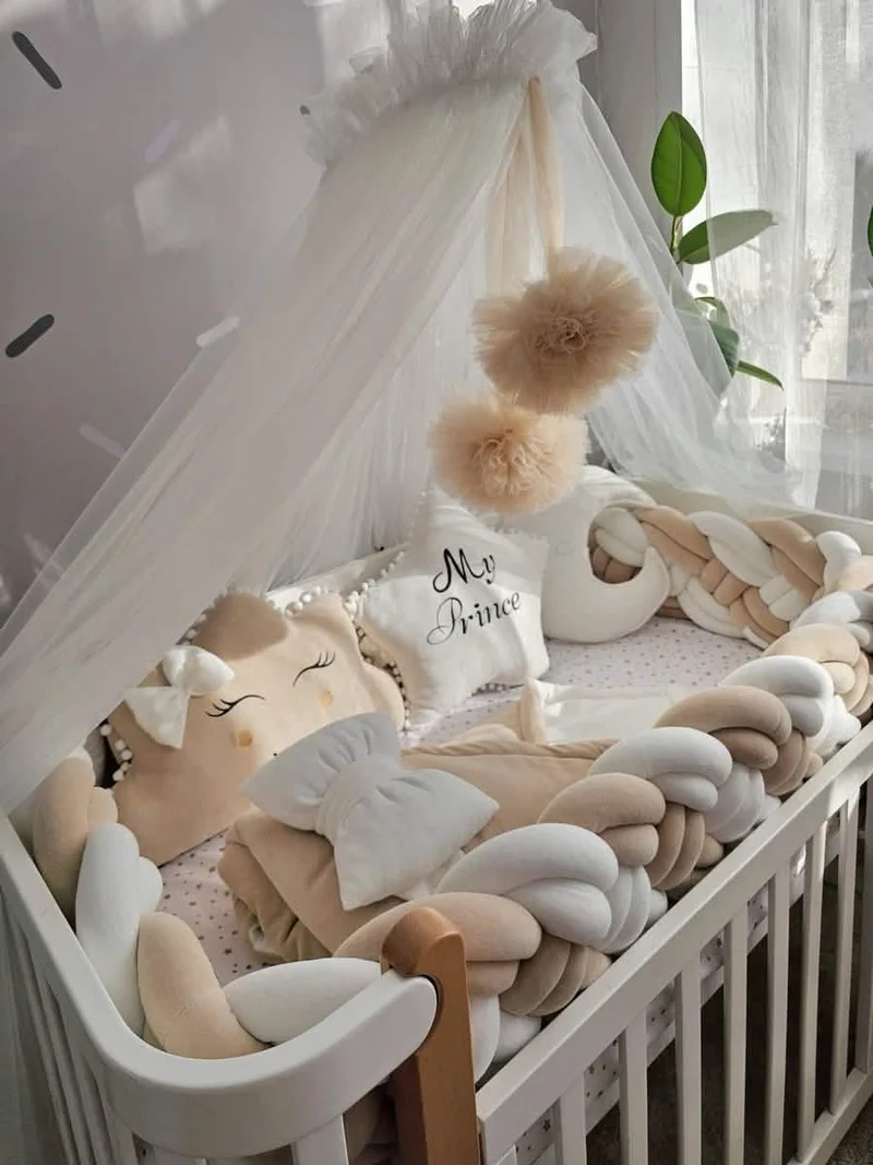 Baby Bedding Set Beige - Cloud Face, Star & Moon Pillows