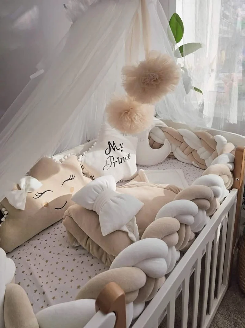 Baby Bedding Set Beige - Cloud Face, Star & Moon Pillows