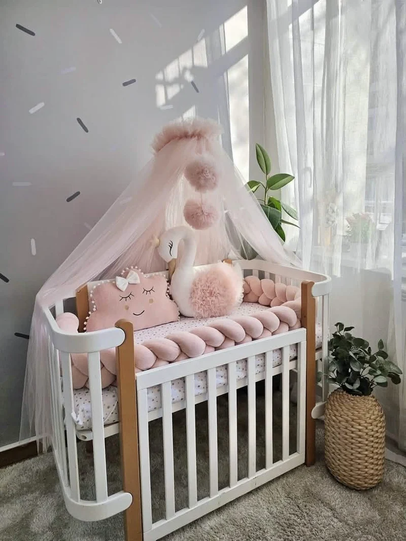 Baby Girl Bedding Set Blush - Princess Swan & Custom Pillow
