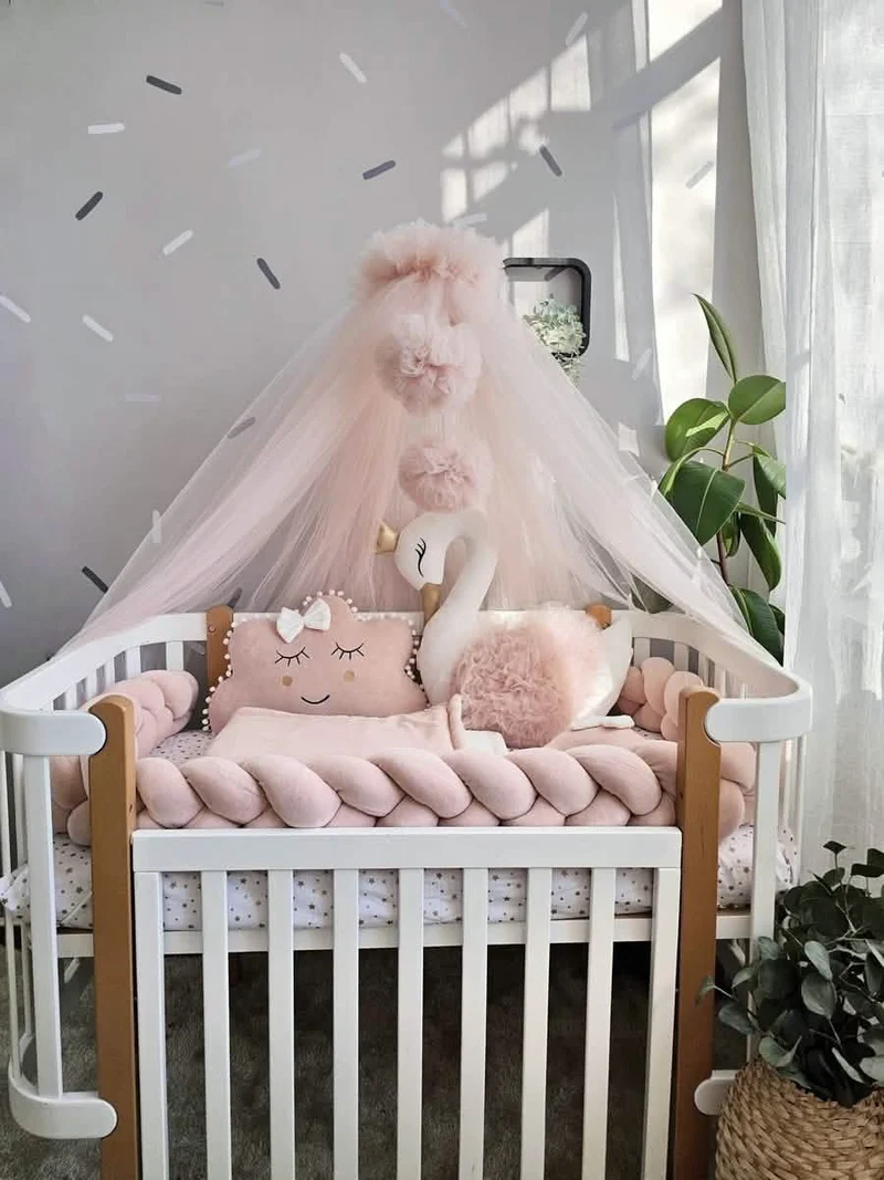 Baby Girl Bedding Set Blush - Princess Swan & Custom Pillow