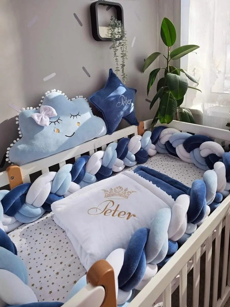 Baby Boy Bedding Set Navy Blue - Double Braided Décor