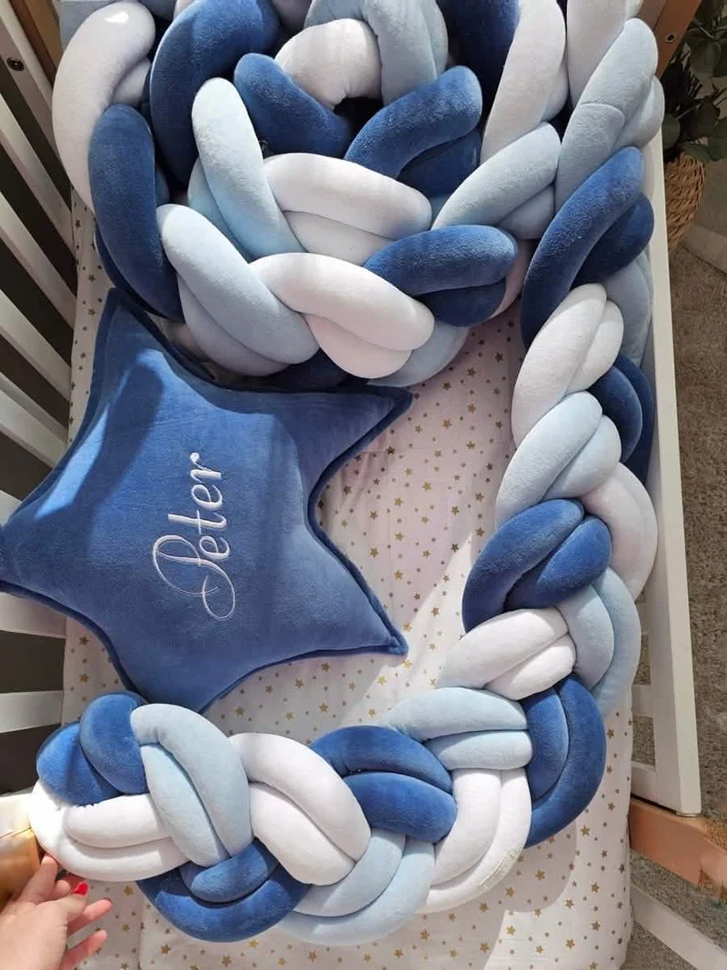 Baby Boy Bedding Set Navy Blue - Double Braided Décor