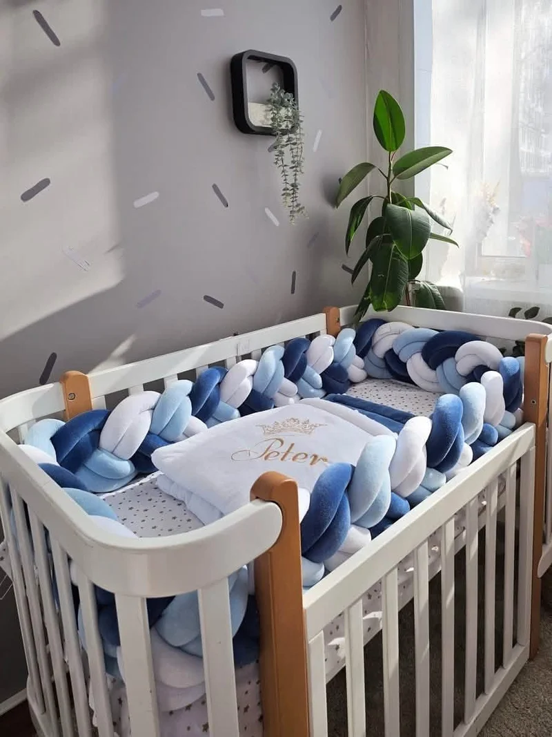 Baby Boy Bedding Set Navy Blue - Double Braided Décor