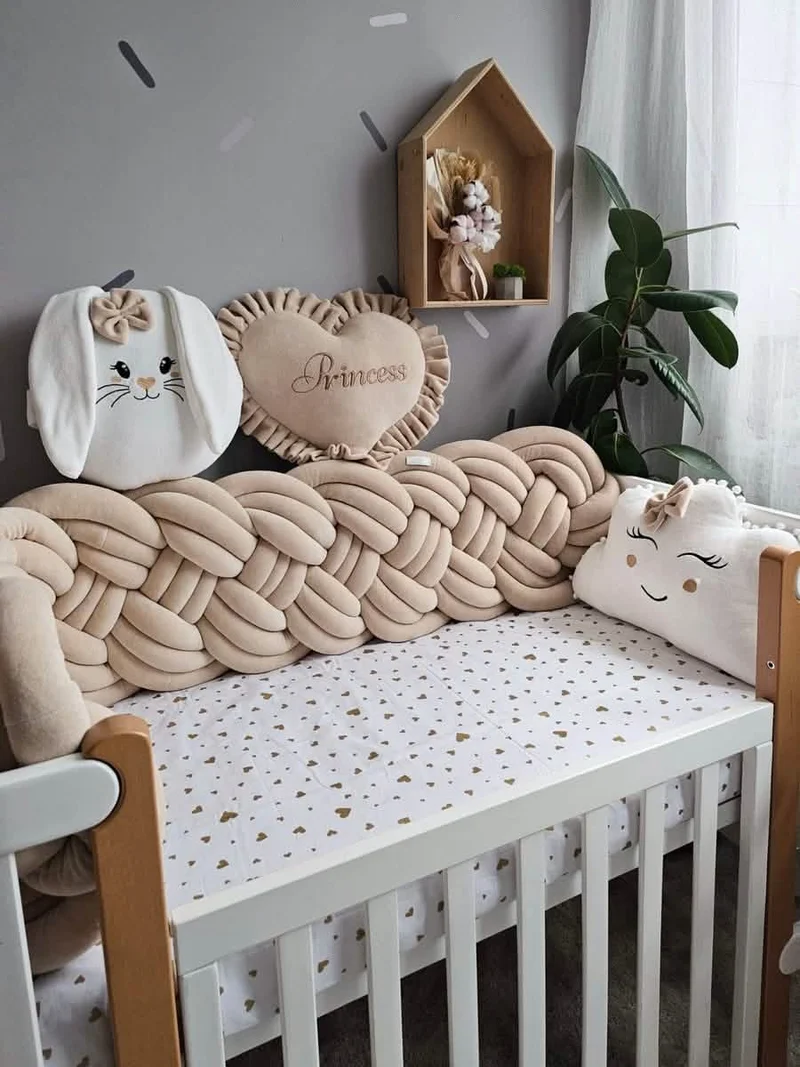 Crib Bumper Beige 35 cm