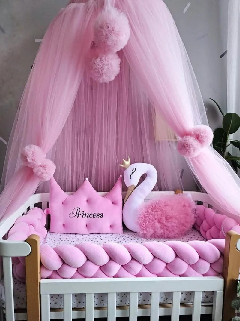 Baby Girl Bedding Set - Princess Swan & Crown Pillows