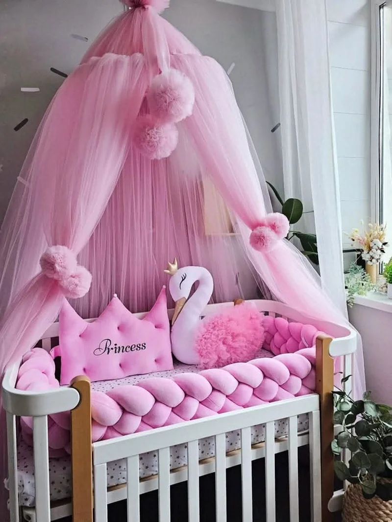 Baby Girl Bedding Set - Princess Swan & Crown Pillows