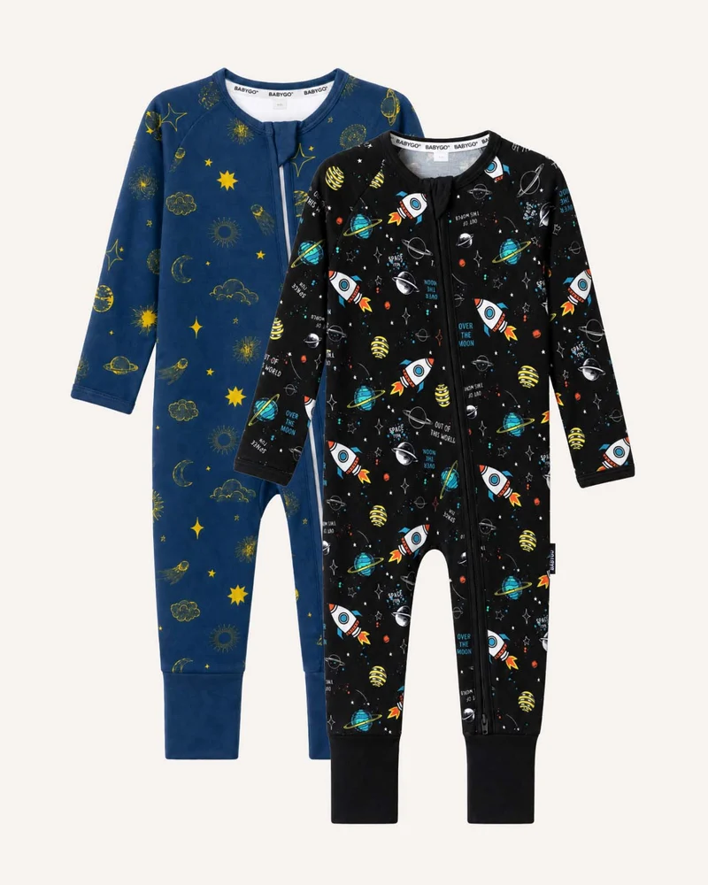 BABYGO® Schlafanzug mit Reißverschluss | 2er-Pack