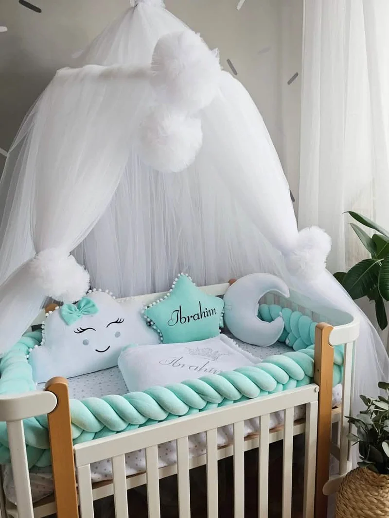 Baby Boy Bedding Set Mint - Star, Cloud & Moon Pillows