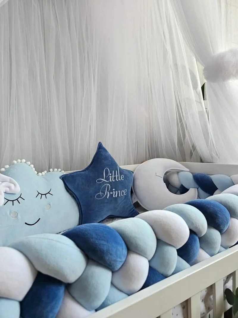 Baby Boy Bedding Set Blue - Star, Cloud & Moon Pillows