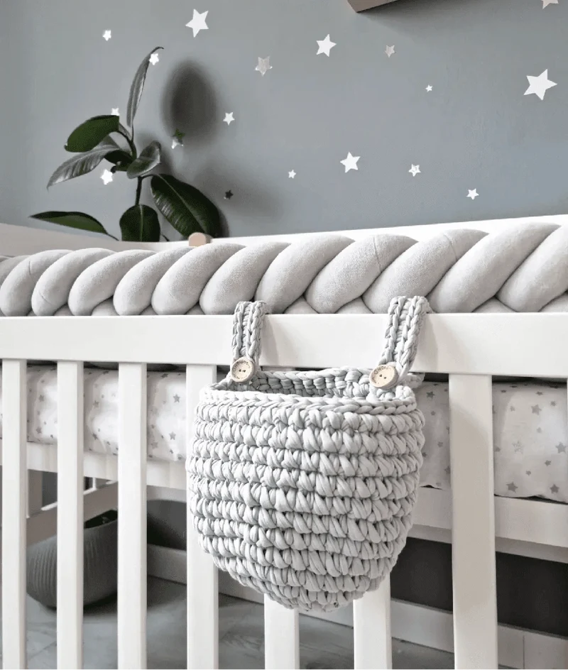 Braided Crib Bumper Gray 15 cm