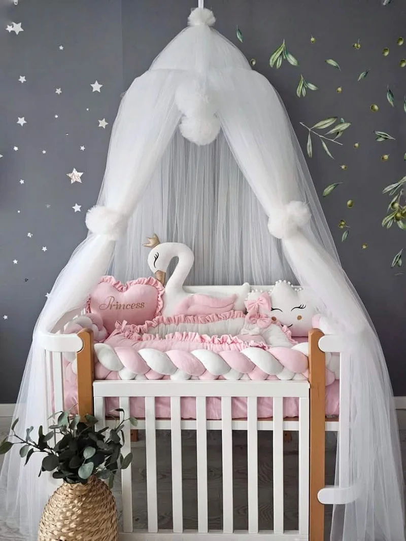Baby Girl Bedding Set - Princess Swan, Heart & Cloud Face