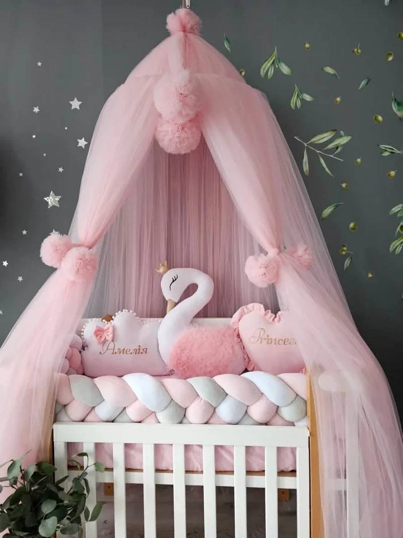 Baby Girl Bedding Set - Princess Swan, Heart & Cloud Face
