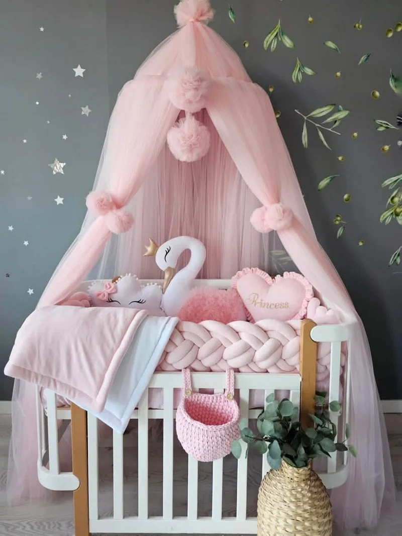 Baby Girl Bedding Set Luxury - Princess Swan, Cloud Face & Star/Heart