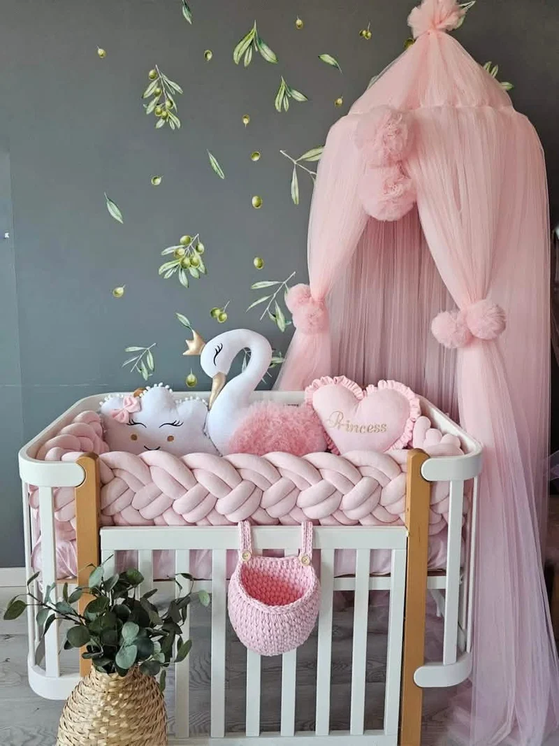 Baby Girl Bedding Set Luxury - Princess Swan, Cloud Face & Star/Heart