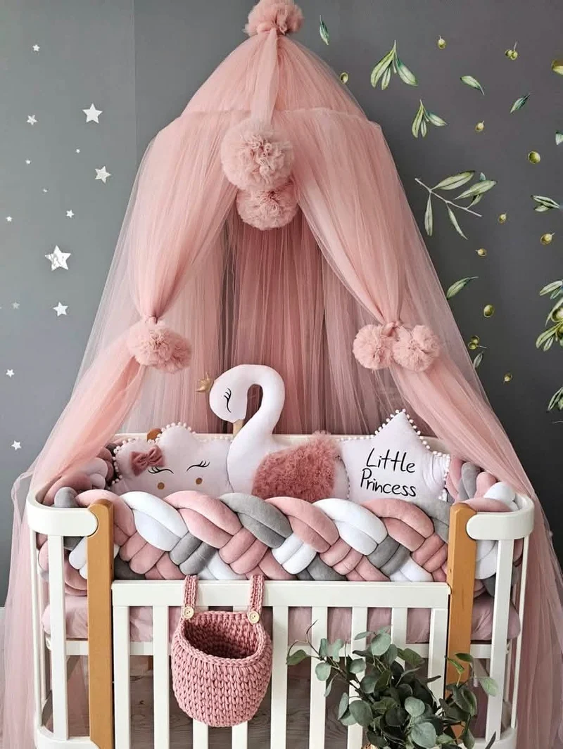 Baby Girl Bedding Set Luxury - Princess Swan, Cloud Face & Star/Heart