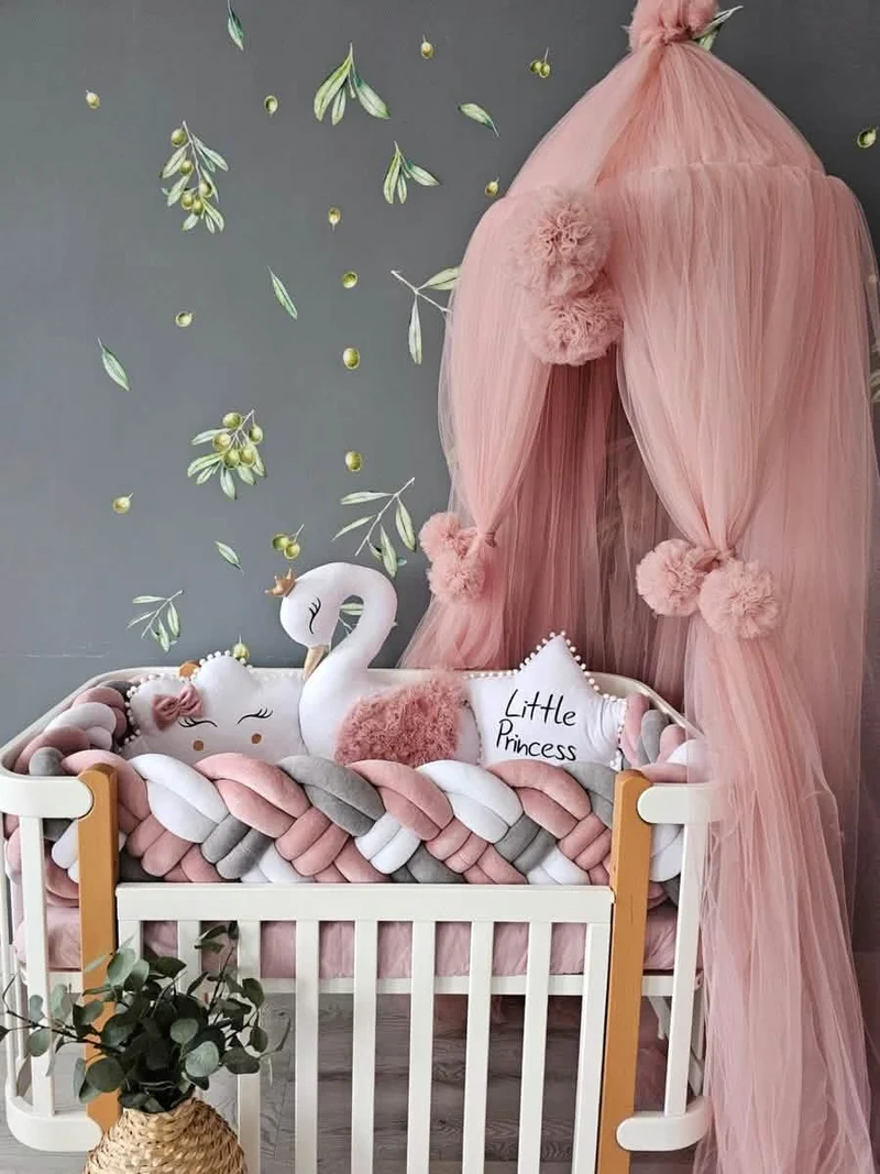Baby Girl Bedding Set Luxury - Princess Swan, Cloud Face & Star/Heart