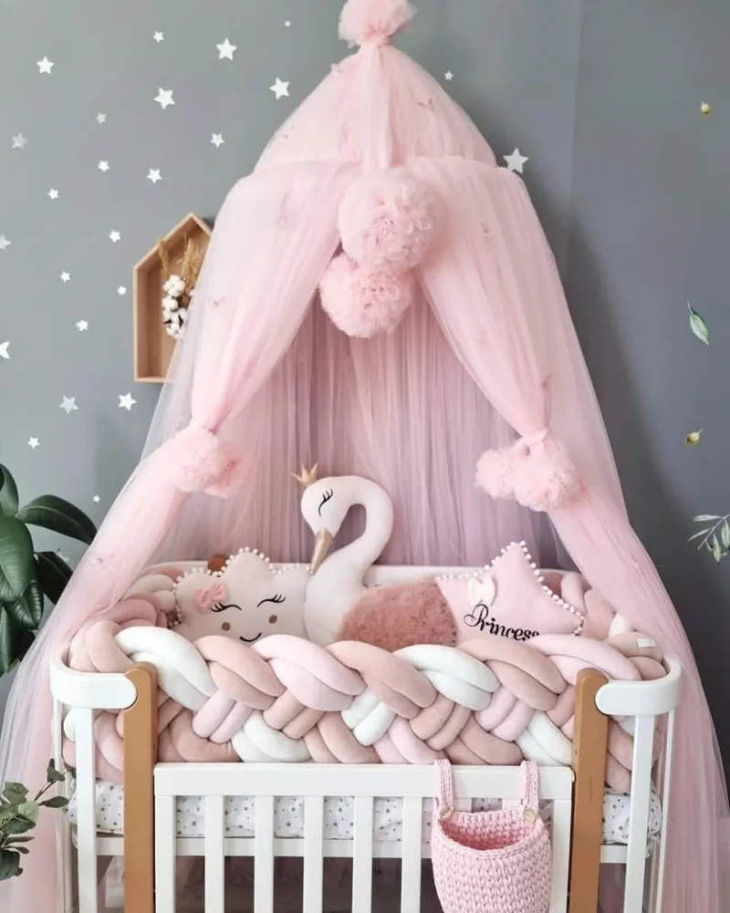 Baby Girl Bedding Set Light Pink - Princess Swan, Star & Cloud Face
