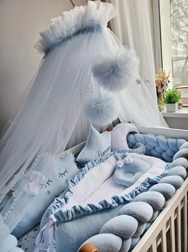 Baby Boy Bedding Set Blue - Cloud Face, Star Face & Moon