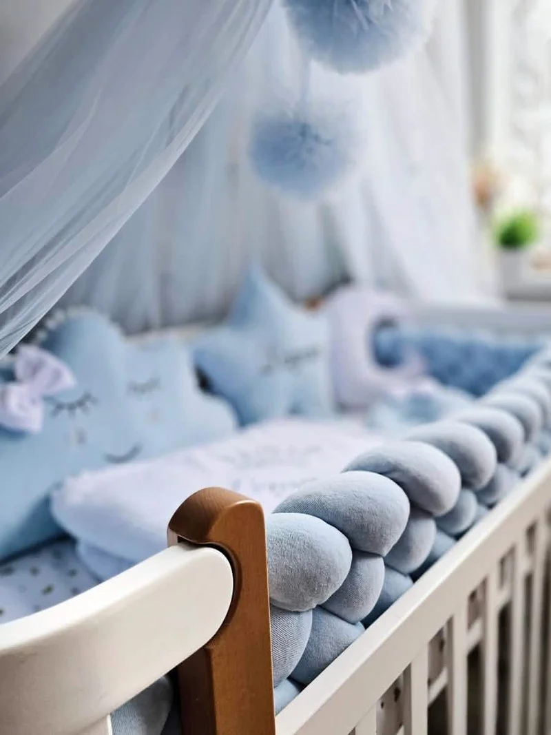 Baby Boy Bedding Set Blue - Cloud Face, Star Face & Moon