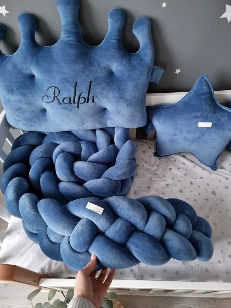 Baby Boy Bedding Set Navy - Crown, Star Face & Moon