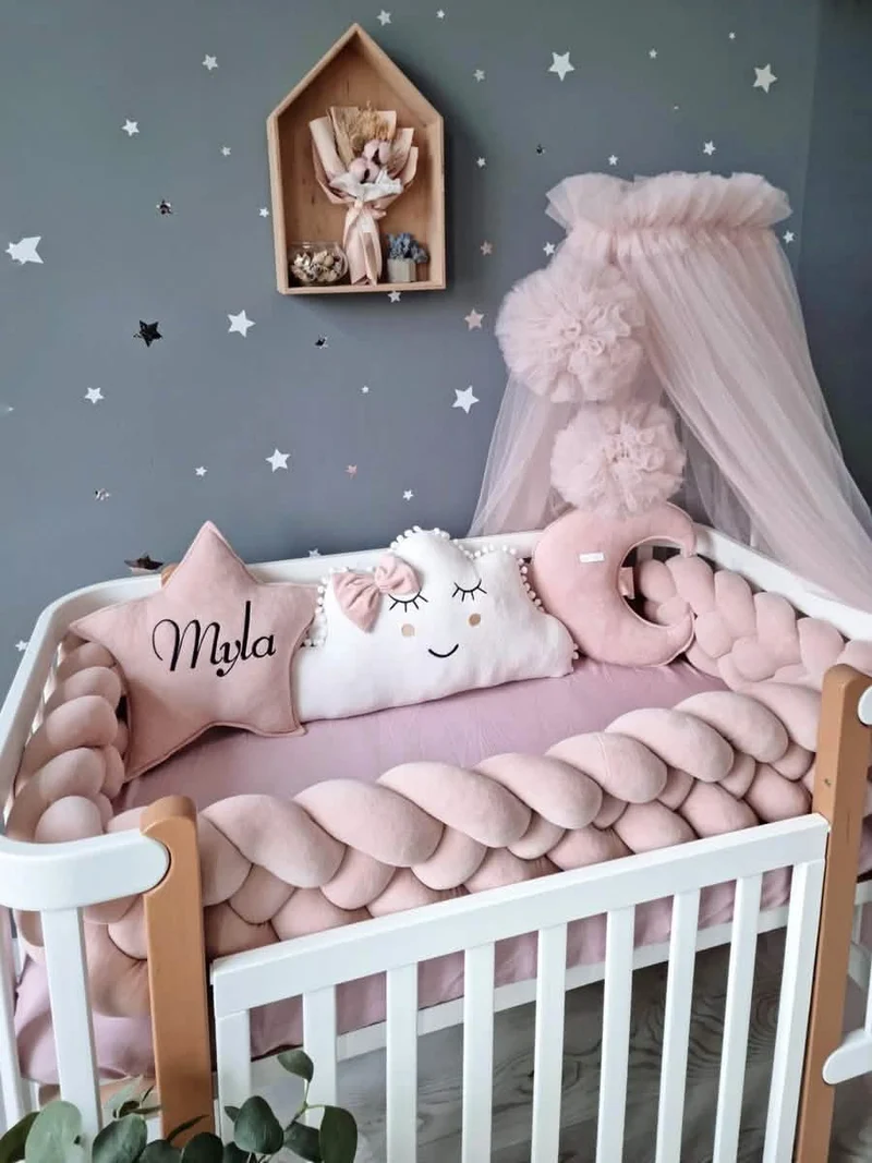 Baby Girl Bedding Set Blush - Cloud Face, Star Face & Moon