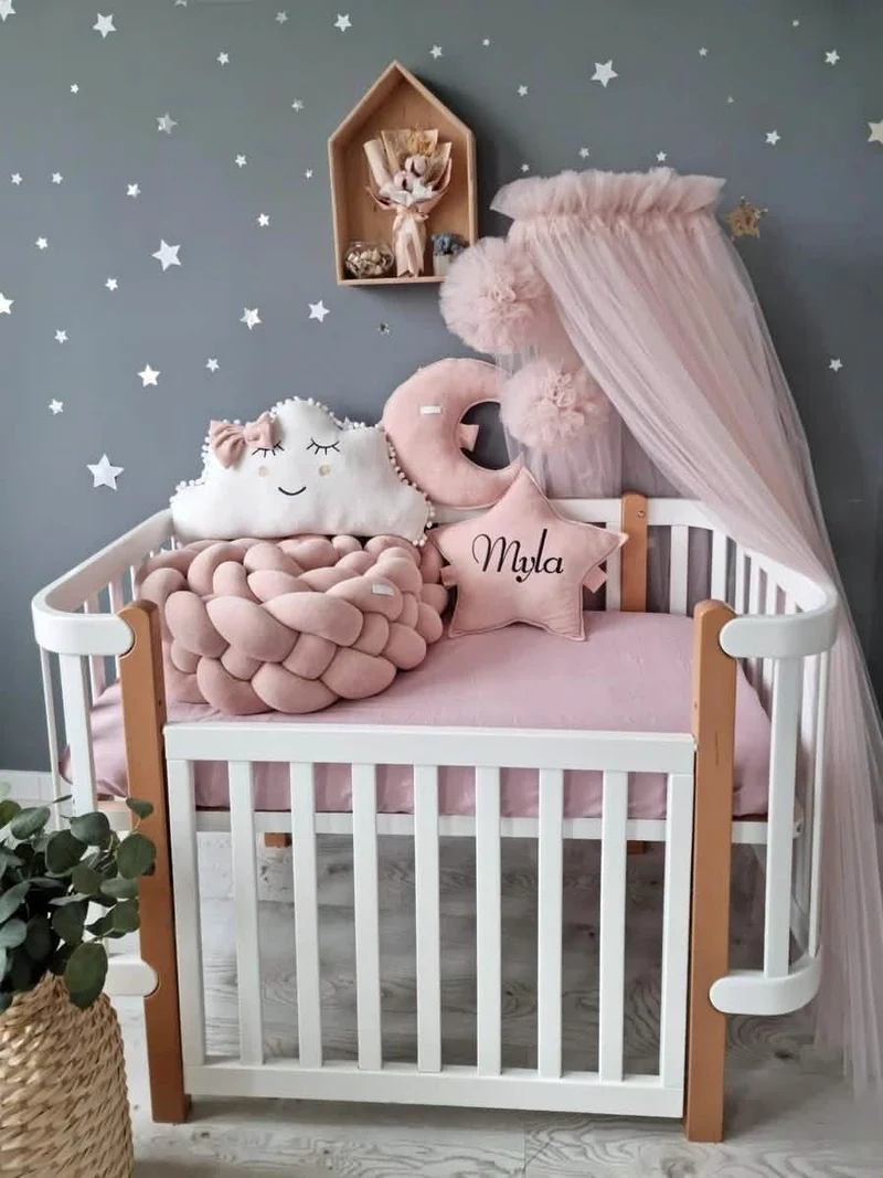Baby Girl Bedding Set Blush - Cloud Face, Star Face & Moon