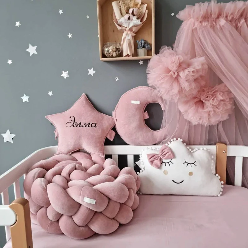 Baby Girl Bedding Set Blush - Cloud Face, Star Face & Moon