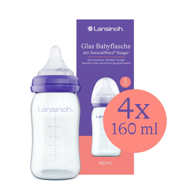 Glas-Babyflasche mit NaturalWave® Sauger 4 x 160 ml