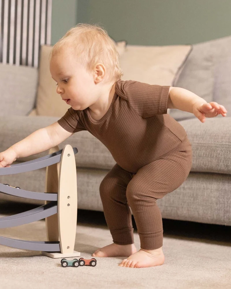 BABYGO® Mocha Kurzer Rippstrick-Body & Leggings
