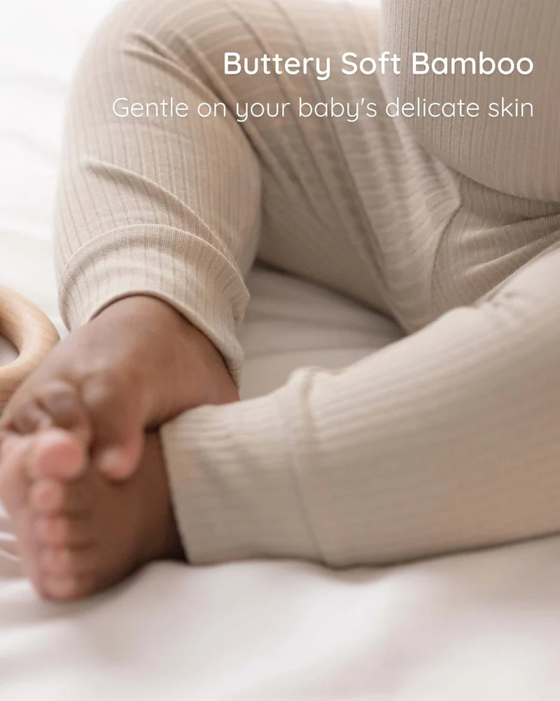BABYGO® Haferflockenfarbener, kurz gerippter Body & Leggings