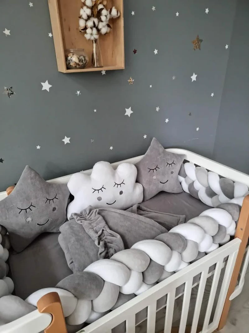 Baby Boy Bedding Set Gray - 2 Clouds & Star Pillow