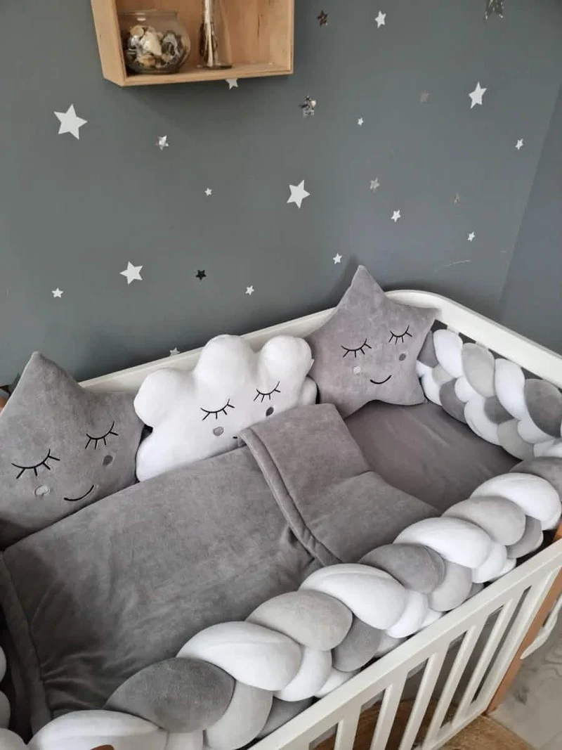 Baby Boy Bedding Set Gray - 2 Clouds & Star Pillow
