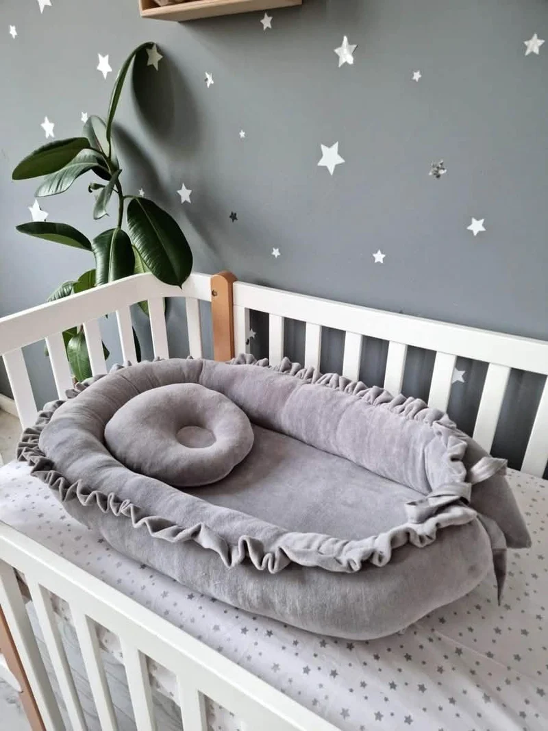 Baby Boy Bedding Set Gray - 2 Clouds & Star Pillow