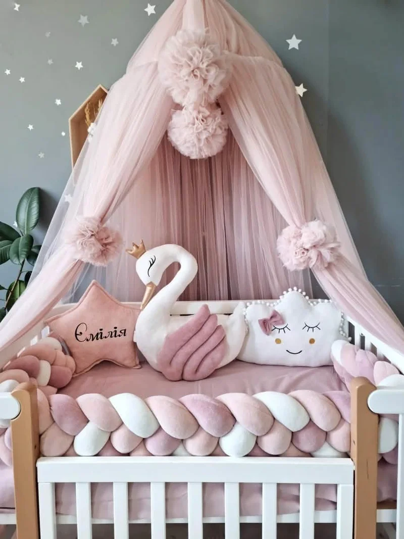 Baby Girl Bedding Set Light Blush - Princess Swan, Star & Cloud