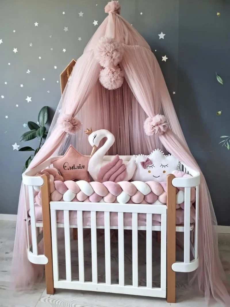 Baby Girl Bedding Set Light Blush - Princess Swan, Star & Cloud