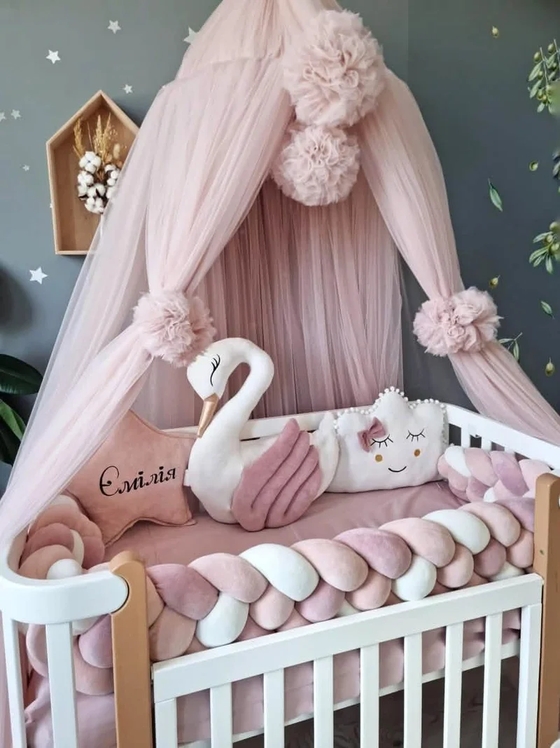 Baby Girl Bedding Set Light Blush - Princess Swan, Star & Cloud