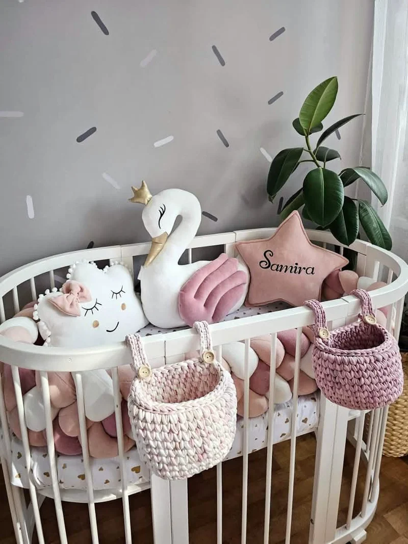 Baby Girl Bedding Set Light Blush - Princess Swan, Star & Cloud