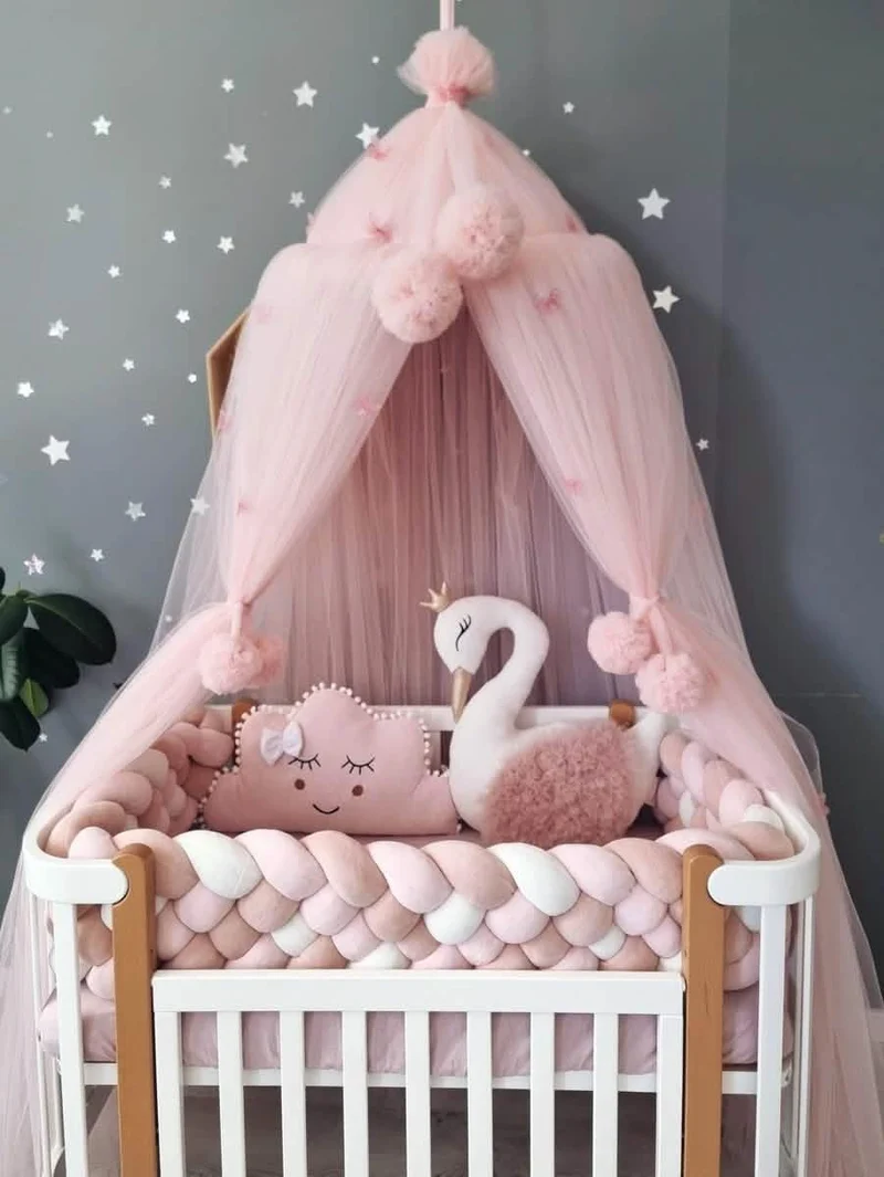 Baby Girl Bedding Set Blush Pink - Princess Swan & Cloud Face