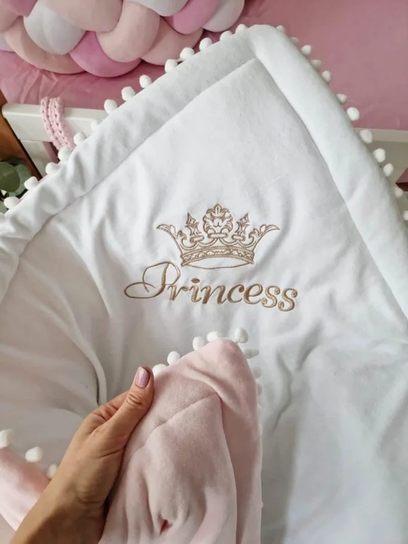 Baby Girl Bedding Set Blush Pink - Princess Swan & Cloud Face