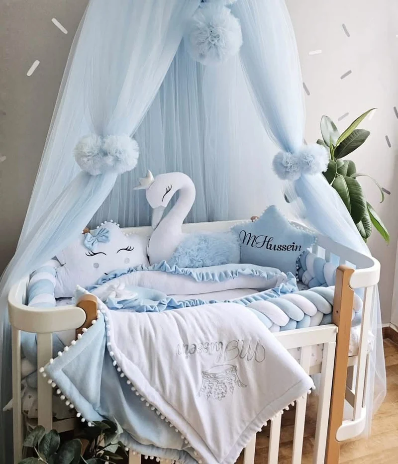 Baby Girl Bedding Set Light Blush - Princess Swan, Star & Cloud