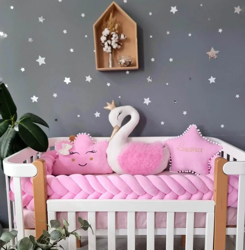 Baby Girl Bedding Set Light Blush - Princess Swan, Star & Cloud