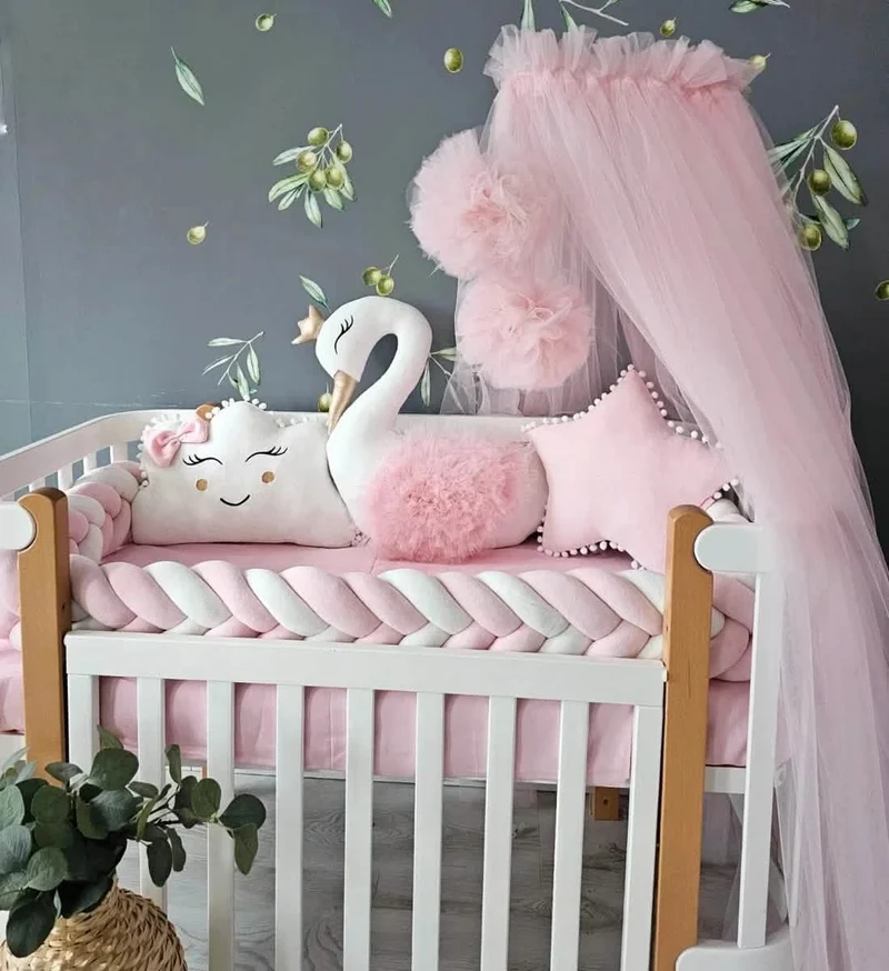 Baby Girl Bedding Set Light Blush - Princess Swan, Star & Cloud