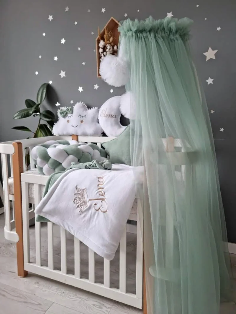 Baby Bedding Set Sage Green - Princess Swan, Star & Seashell