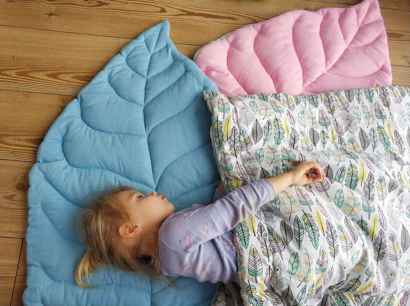 Baby linen leaf play mat for boy and girl