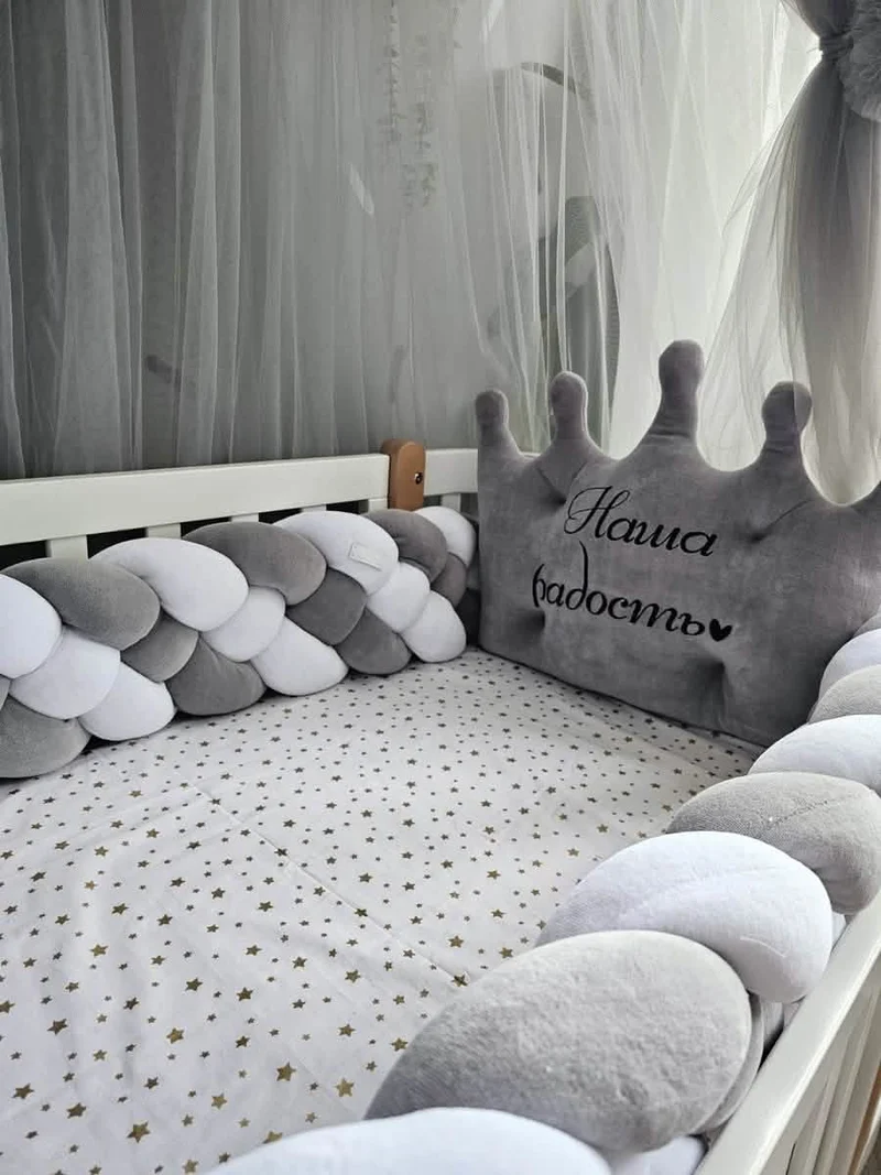 Gray Baby Boy Bedding Set - Cotton Velour Nursery Decor