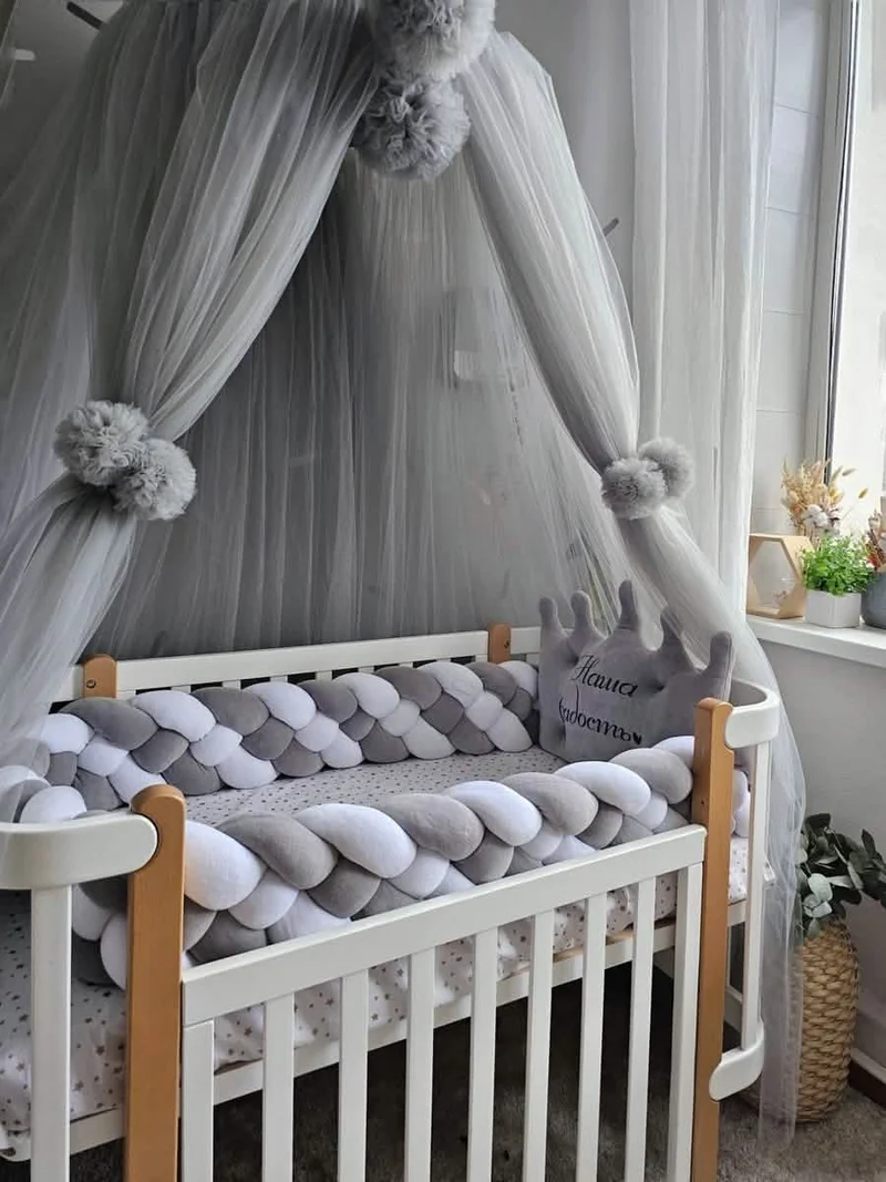 Gray Baby Boy Bedding Set - Cotton Velour Nursery Decor