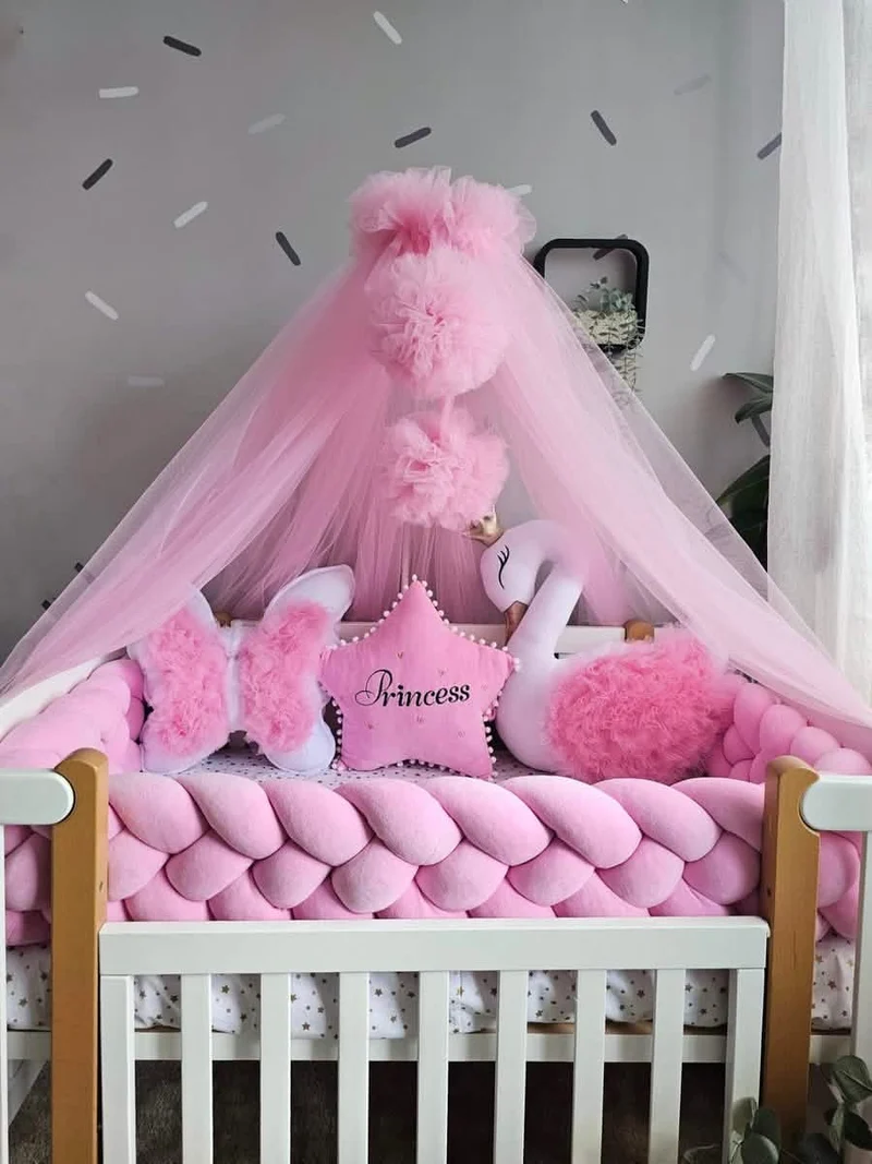 Pink Baby Girl Bedding Set - Star, Butterfly & Swan