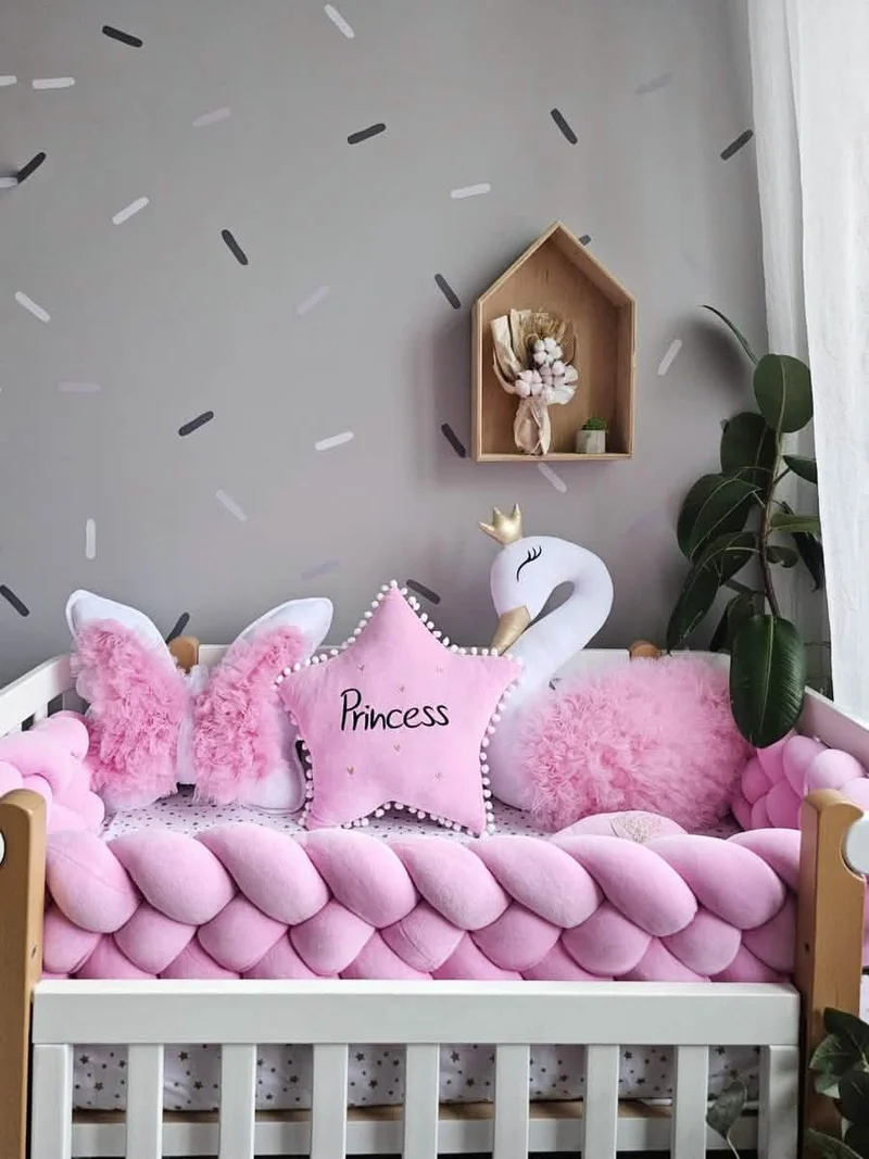 Pink Baby Girl Bedding Set - Star, Butterfly & Swan