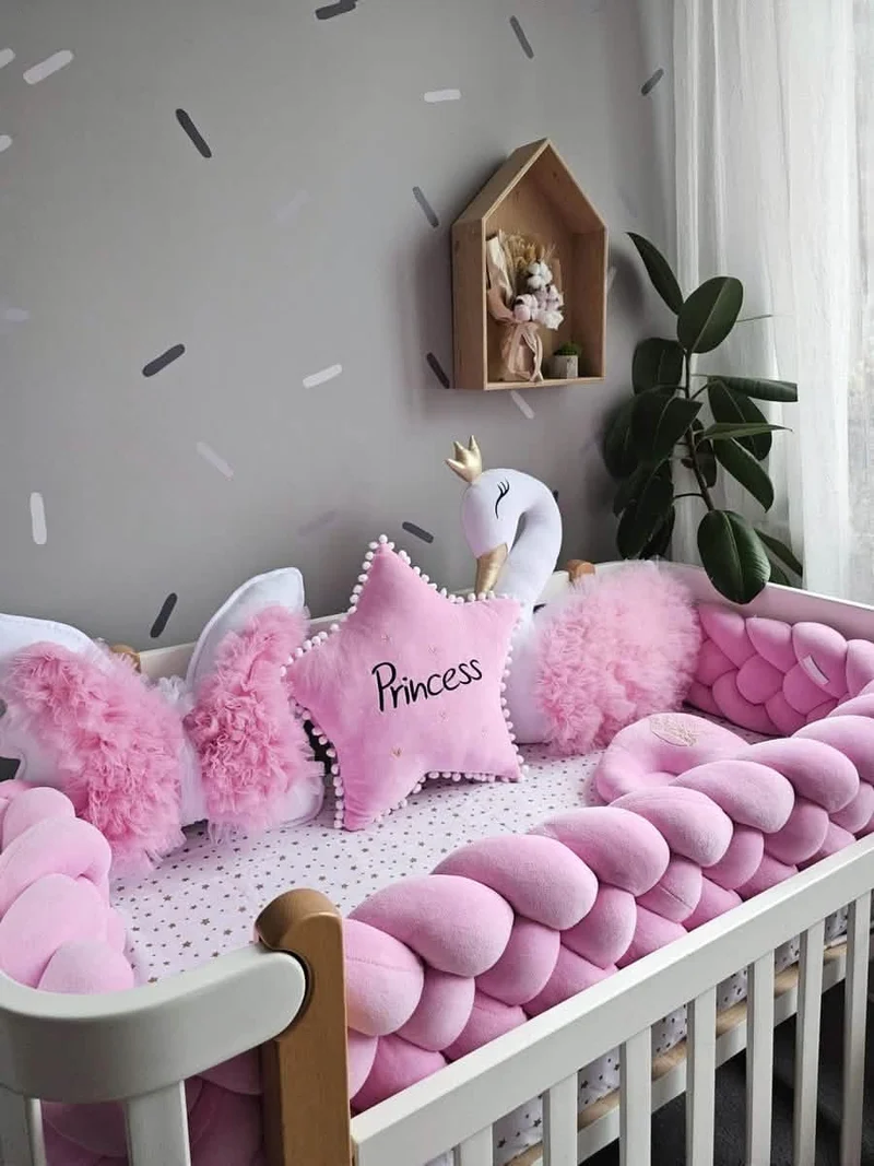 Pink Baby Girl Bedding Set - Star, Butterfly & Swan