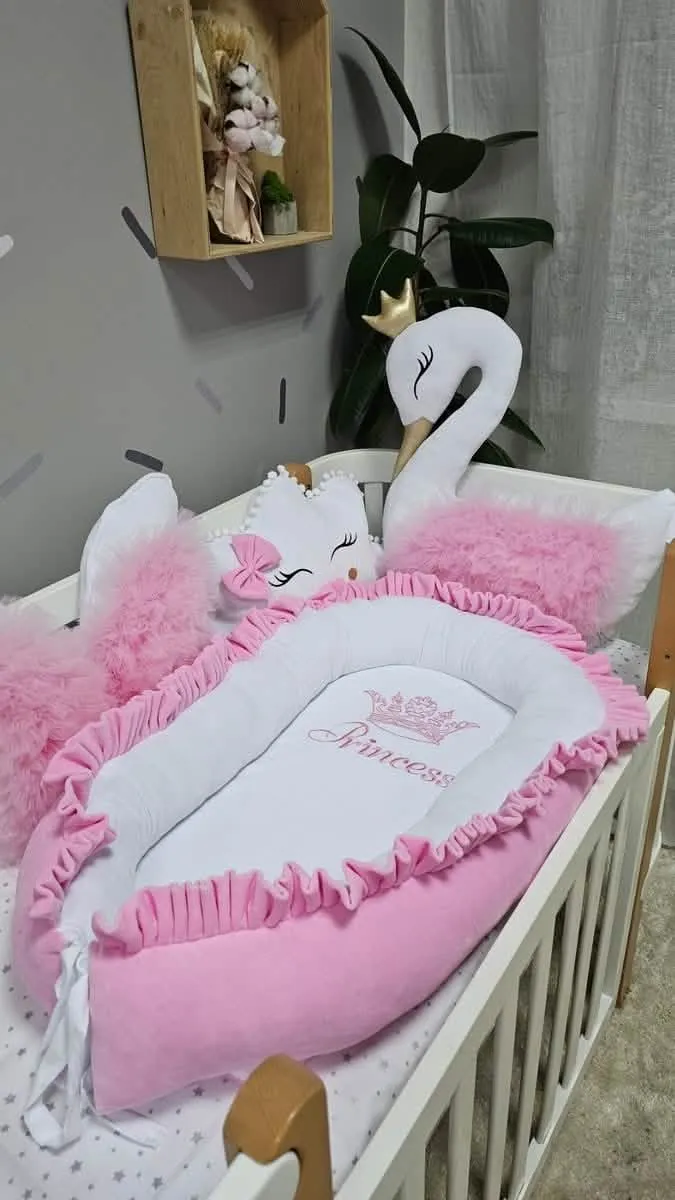 Pink Baby Girl Bedding Set - Star, Butterfly & Swan